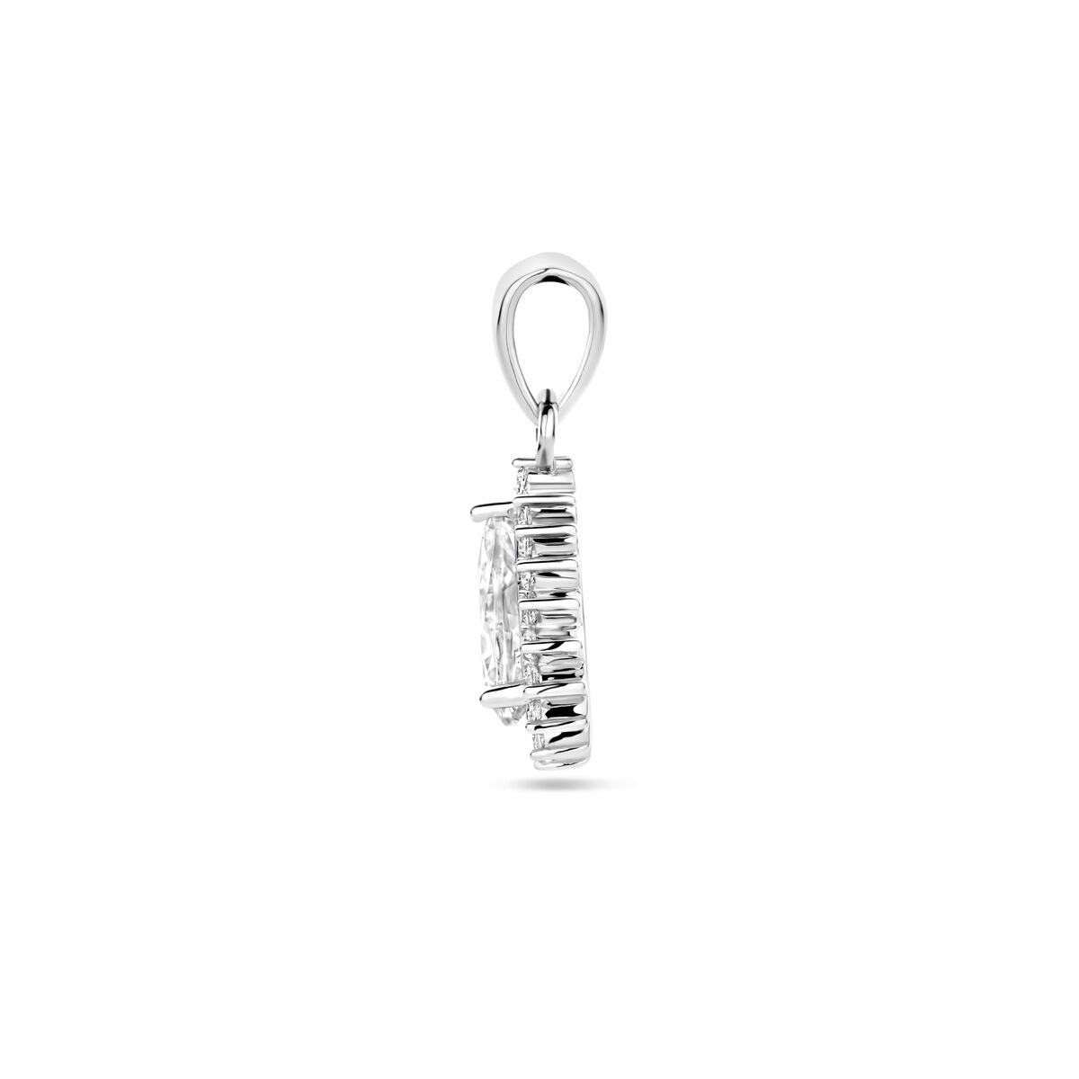 Colgante de plata rodiada con circonita tallada en forma de pera – 19mm