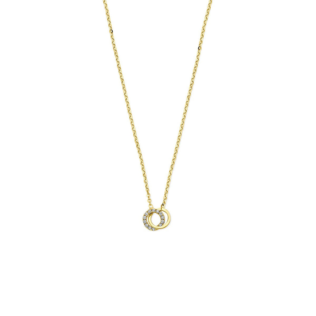 14k geelgouden dames collier met zirkonia