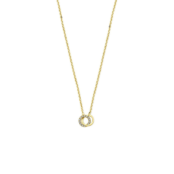 14k geelgouden dames collier met zirkonia