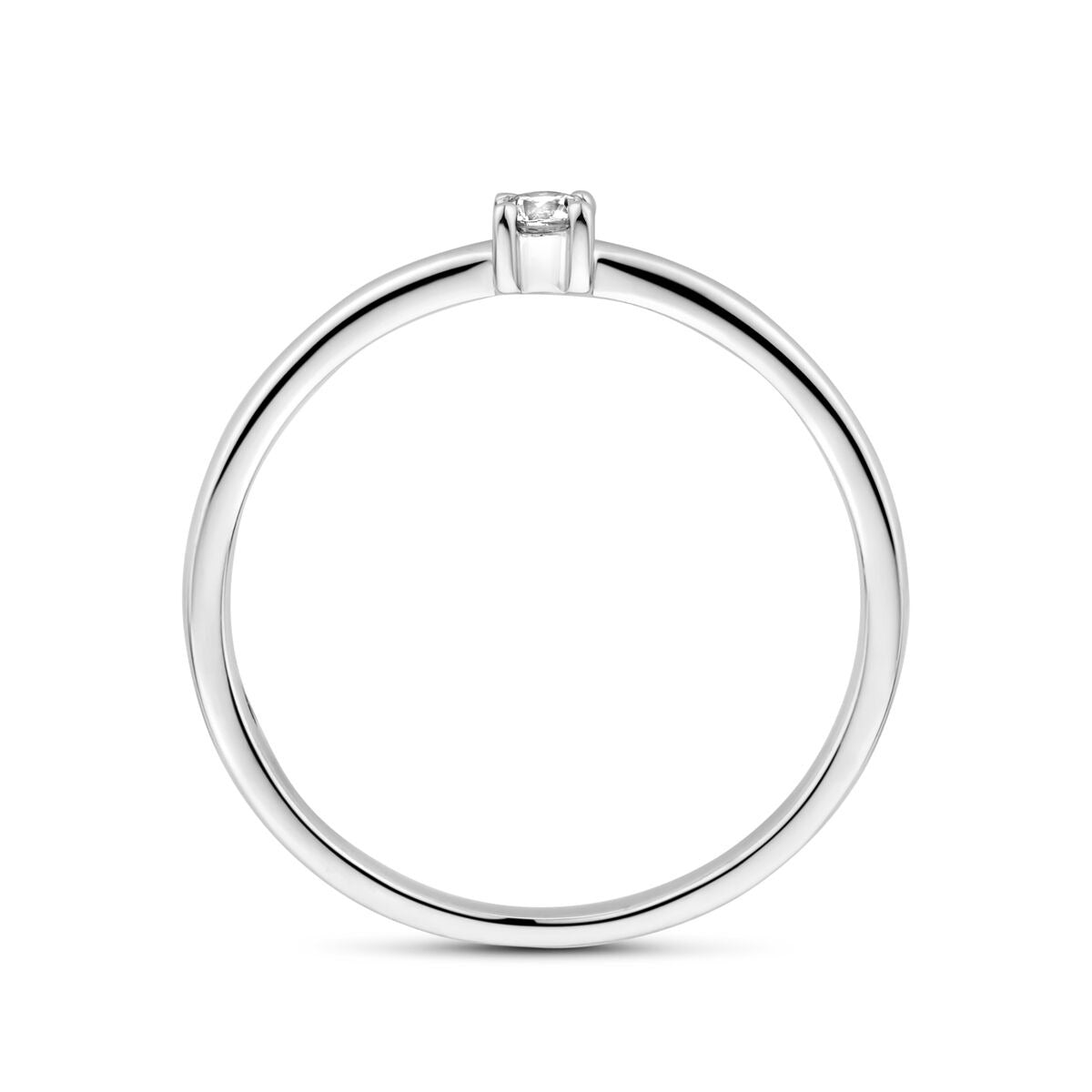 Anillo de mujer de plata con circonita tallada en brillante - plata 925 rodiada, 2,5 mm de ancho