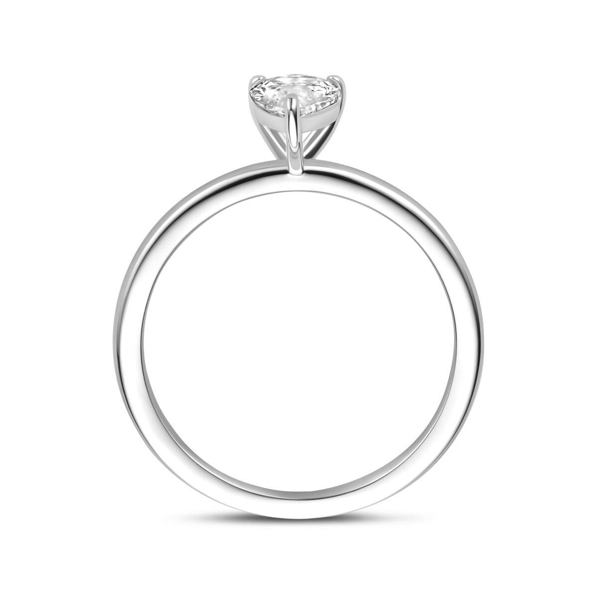 Anillo de plata solitario con zirconia tallada en forma de pera