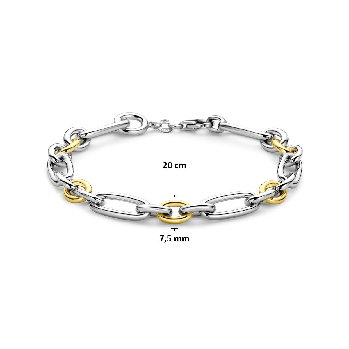 pulsera de ancla de oro amarillo y plata