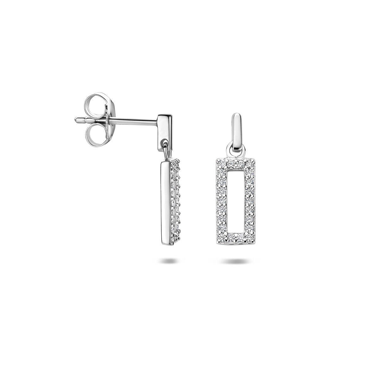 pendientes de zircón 16,5 mm plata rodiado