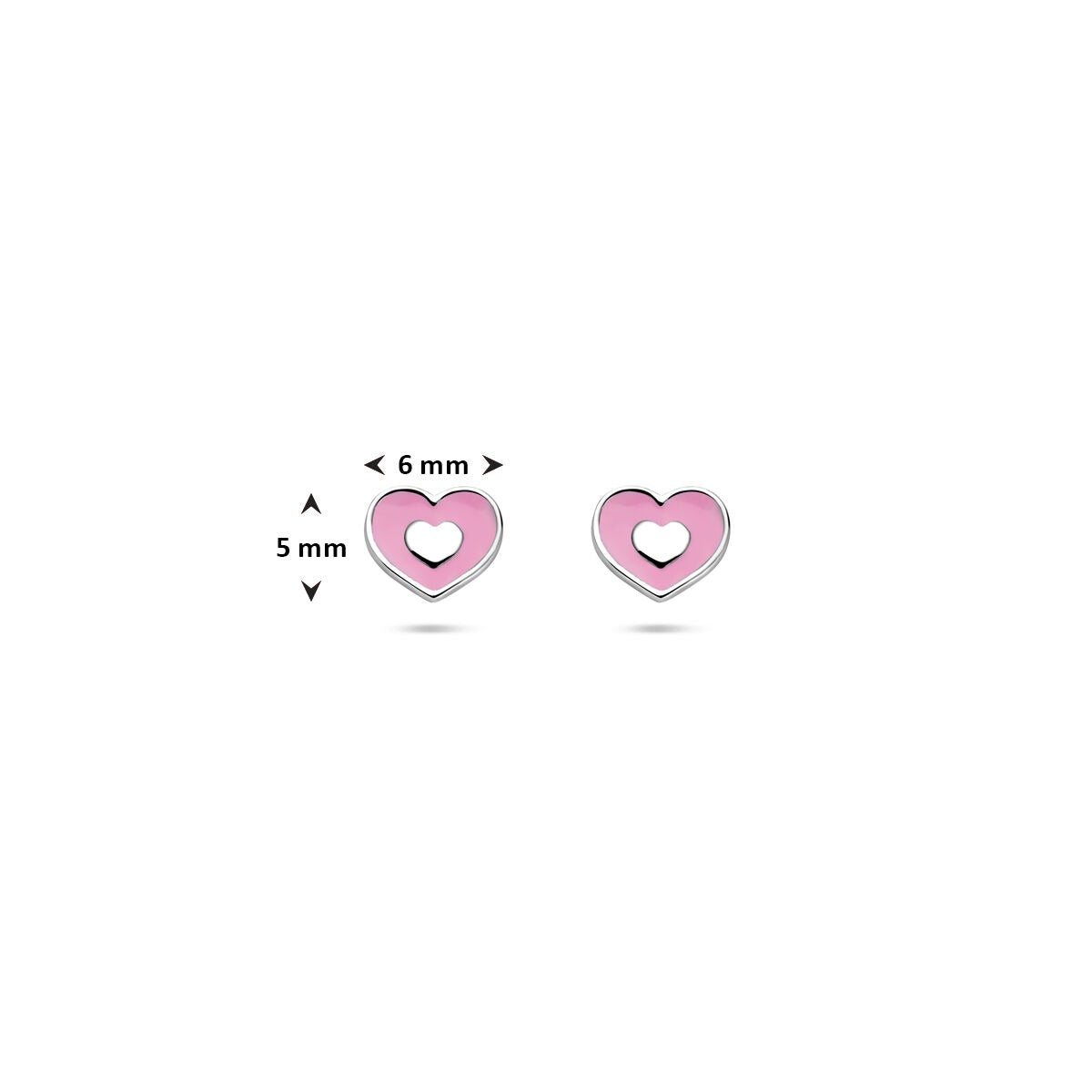 Pendientes infantiles de plata en forma de corazón 5 mm