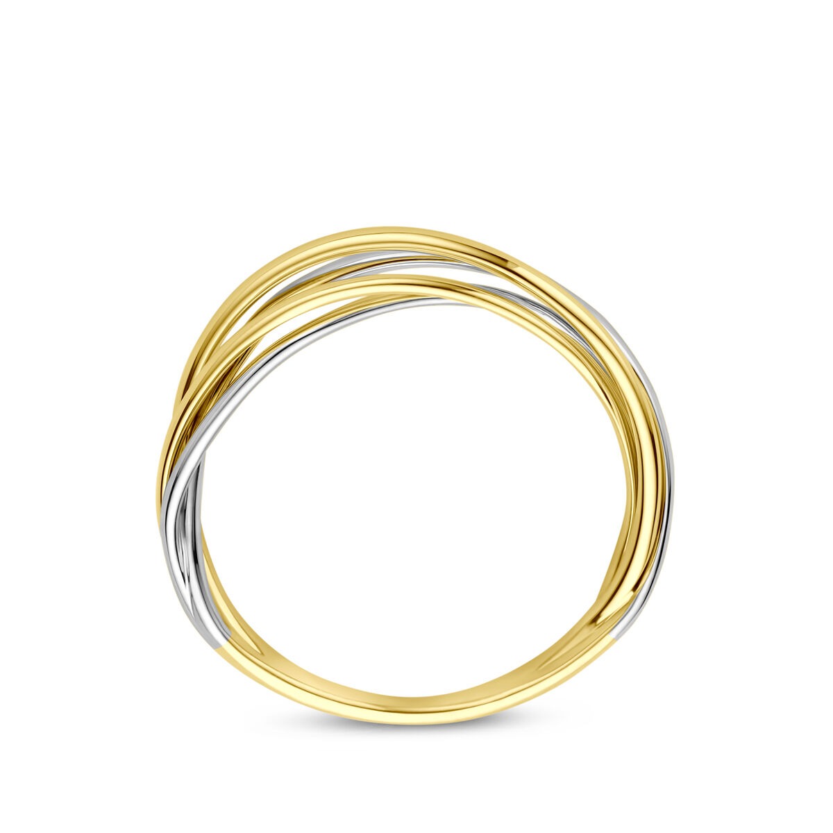 anillo de mujer bicolor de oro amarillo y oro blanco 5mm de ancho