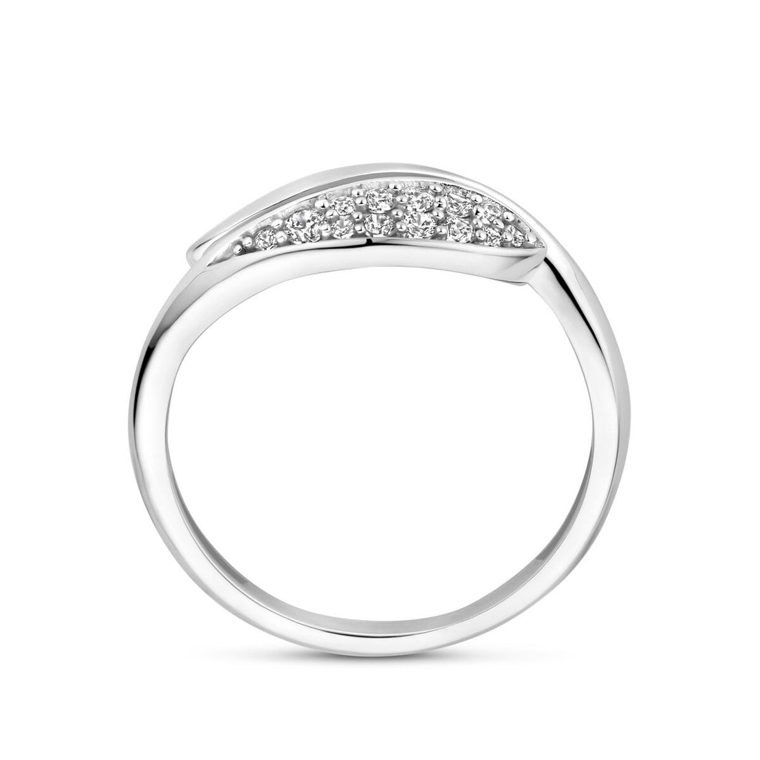 Zilveren ring met briljant geslepen zirkonia – gerhodineerd 925 zilver, 8,5 mm breed