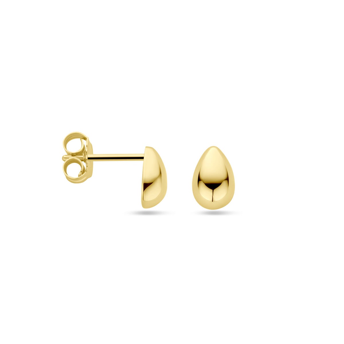 Pendientes de botón de oro amarillo gota 7.5 x 5 mm