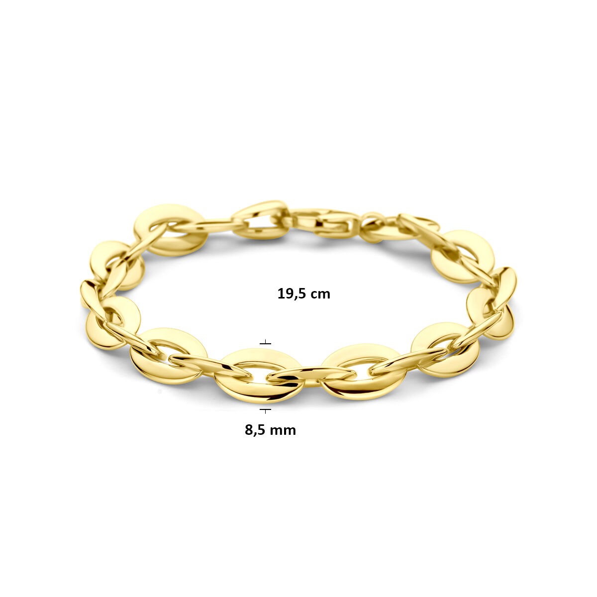 Pulsera de eslabones de ancla de oro amarillo de mujer