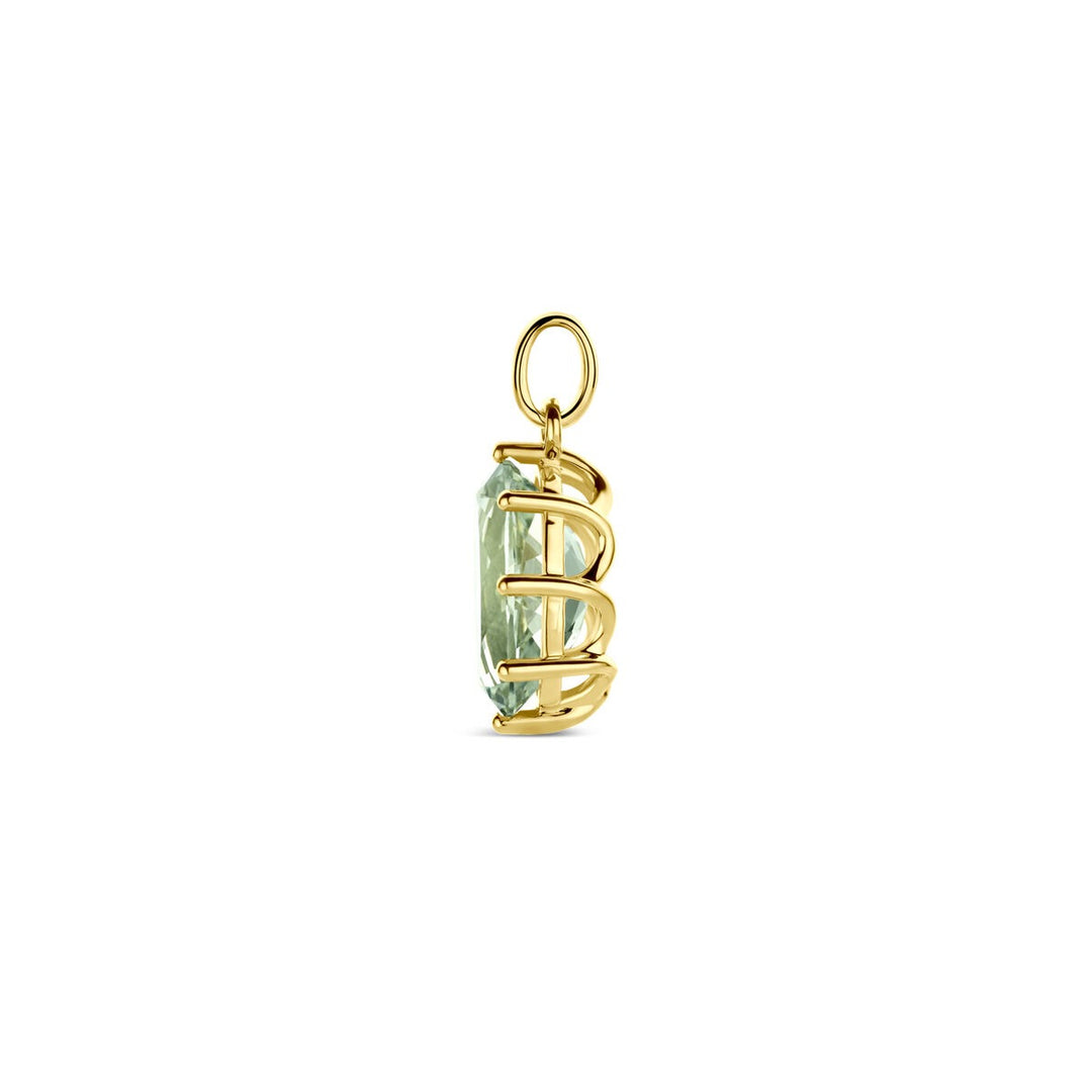 14k geelgouden hanger met groene amethist