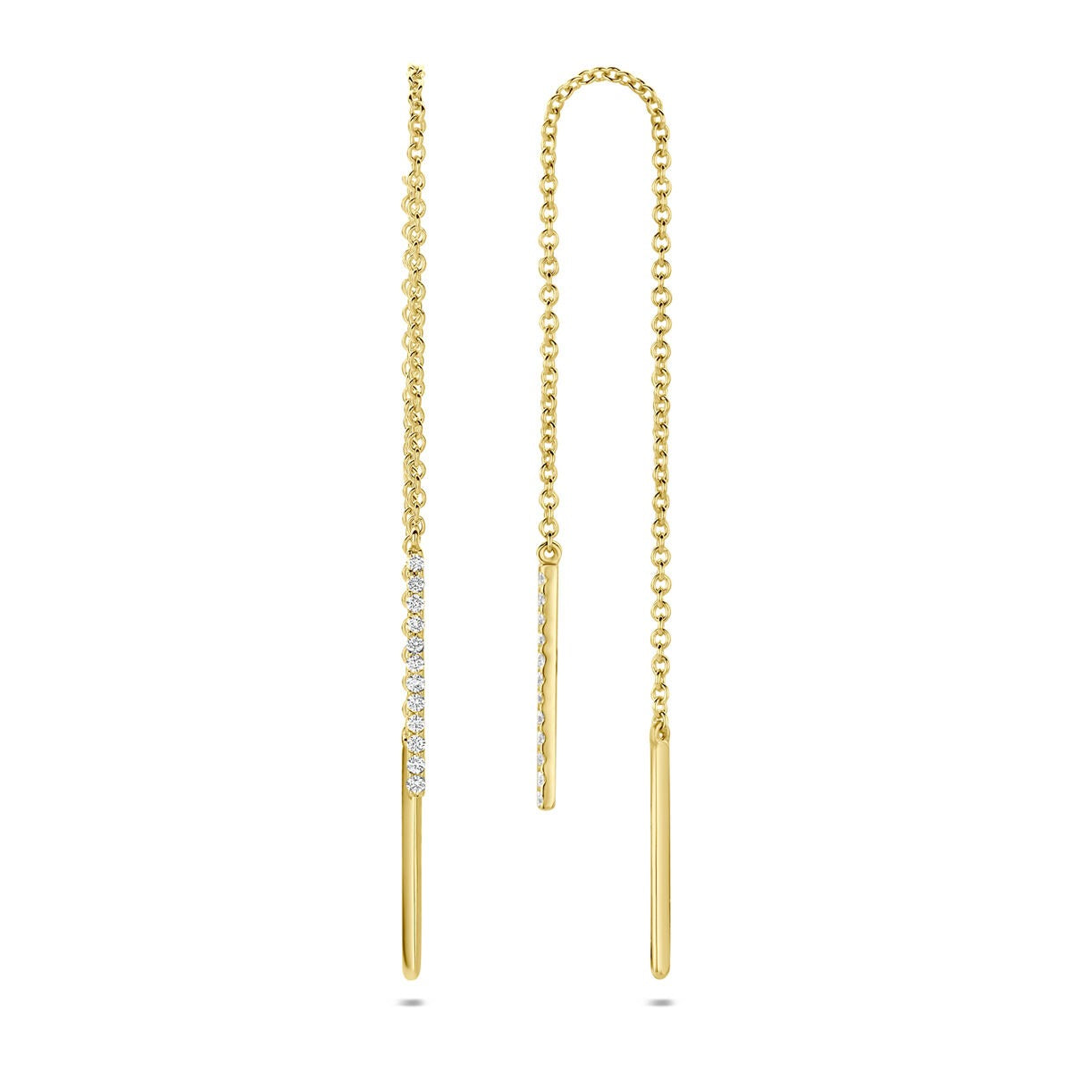 Pendientes de oro amarillo de 14k con diamante