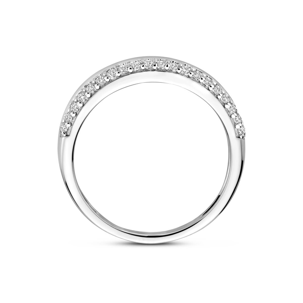 Anillo de plata rhodinado con zirconia transparente 5mm