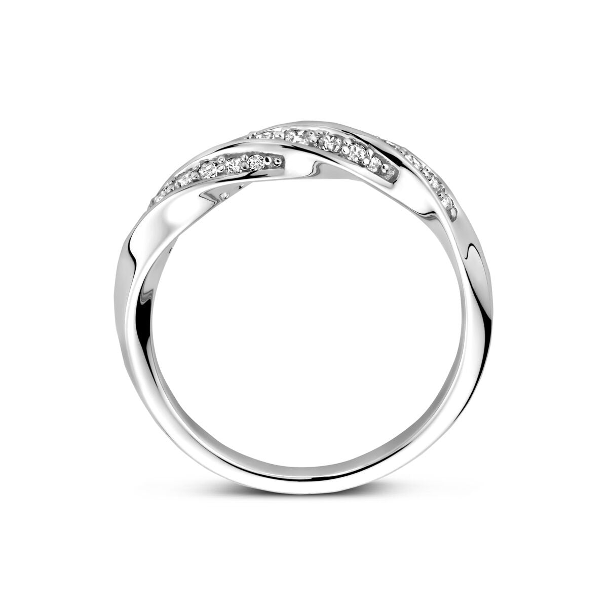 Anillo de plata rodiada con circonitas – 5 mm