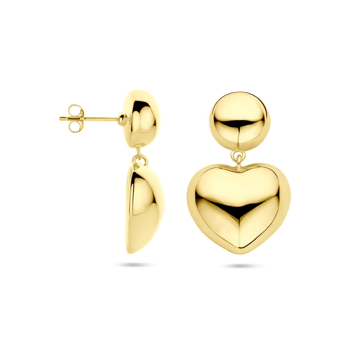 Pendientes de oro amarillo chapado en oro de plata 925 con corazón
