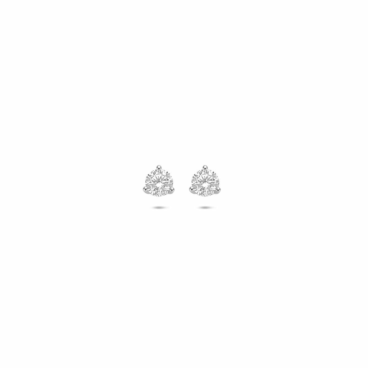 Pendientes de primera puesta de plata rodiada con circonitas brillantes.