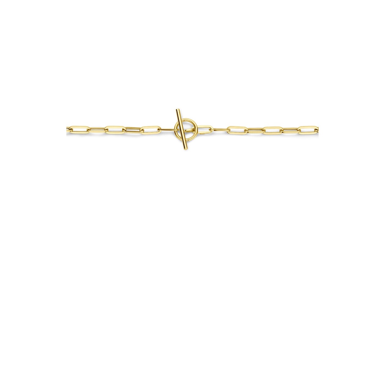 Collar de mujer en oro amarillo de 14k con cierre de capiteles – eslabón ancla