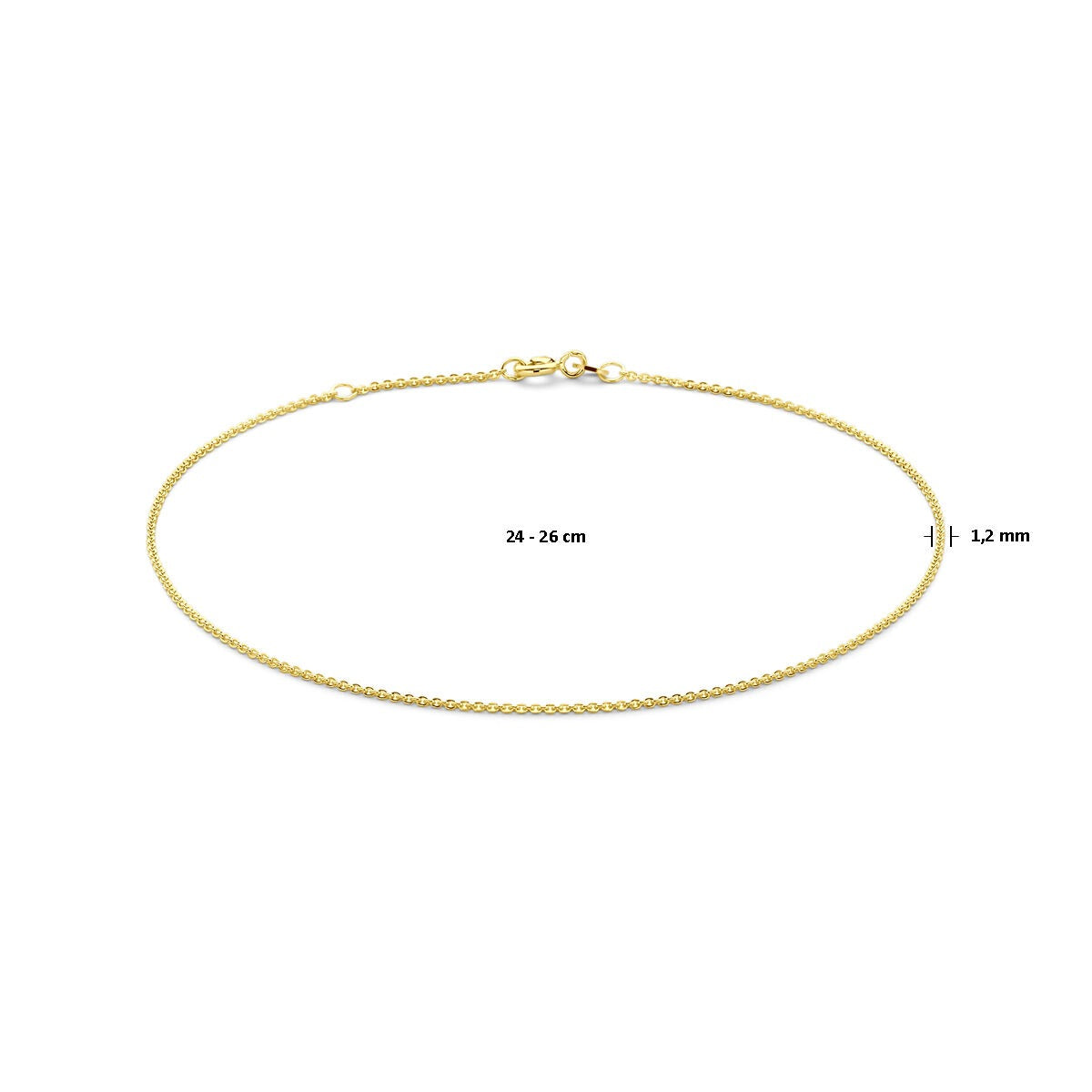 Tobillo de oro amarillo de 14k con eslabón de ancla plano