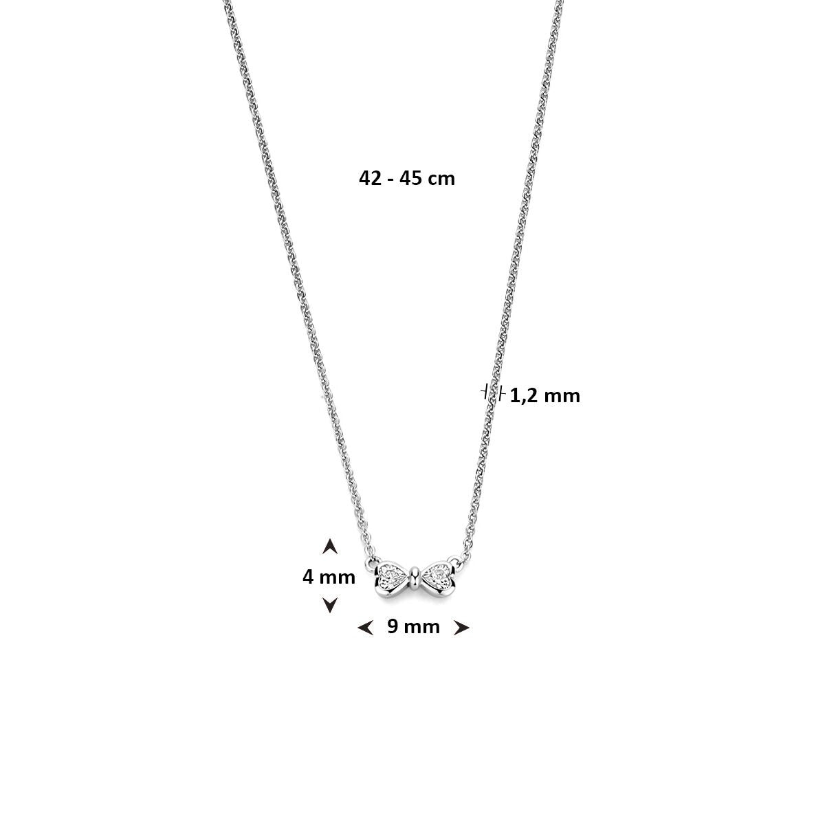 Collar de plata con circonitas – detalle en forma de corazón 42 - 45 cm