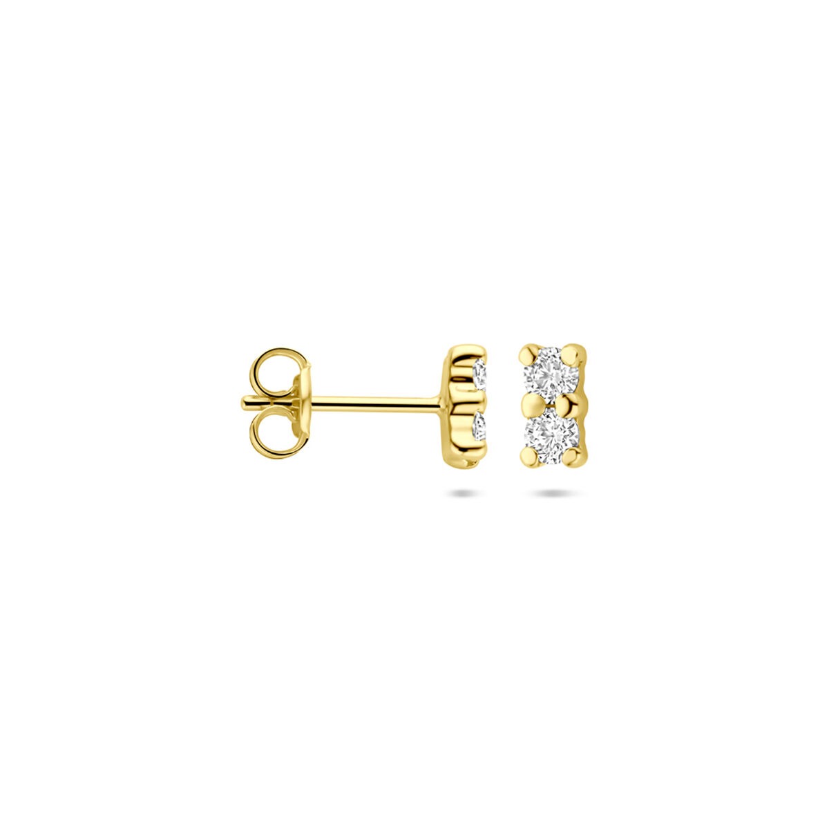 pendientes de botón de oro amarillo con circonitas