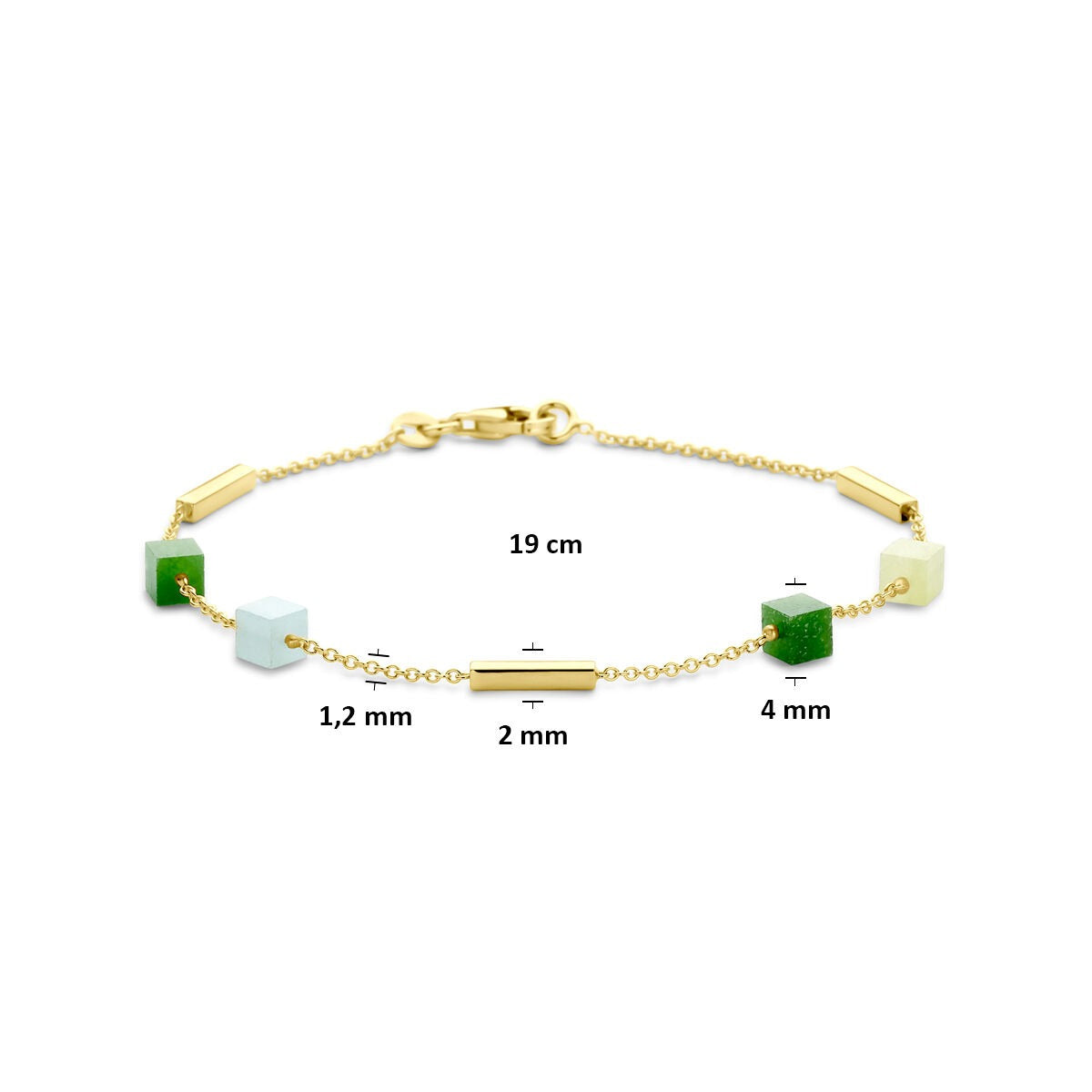 Pulsera de oro 14k con cuarzo azul y verde - de mujer