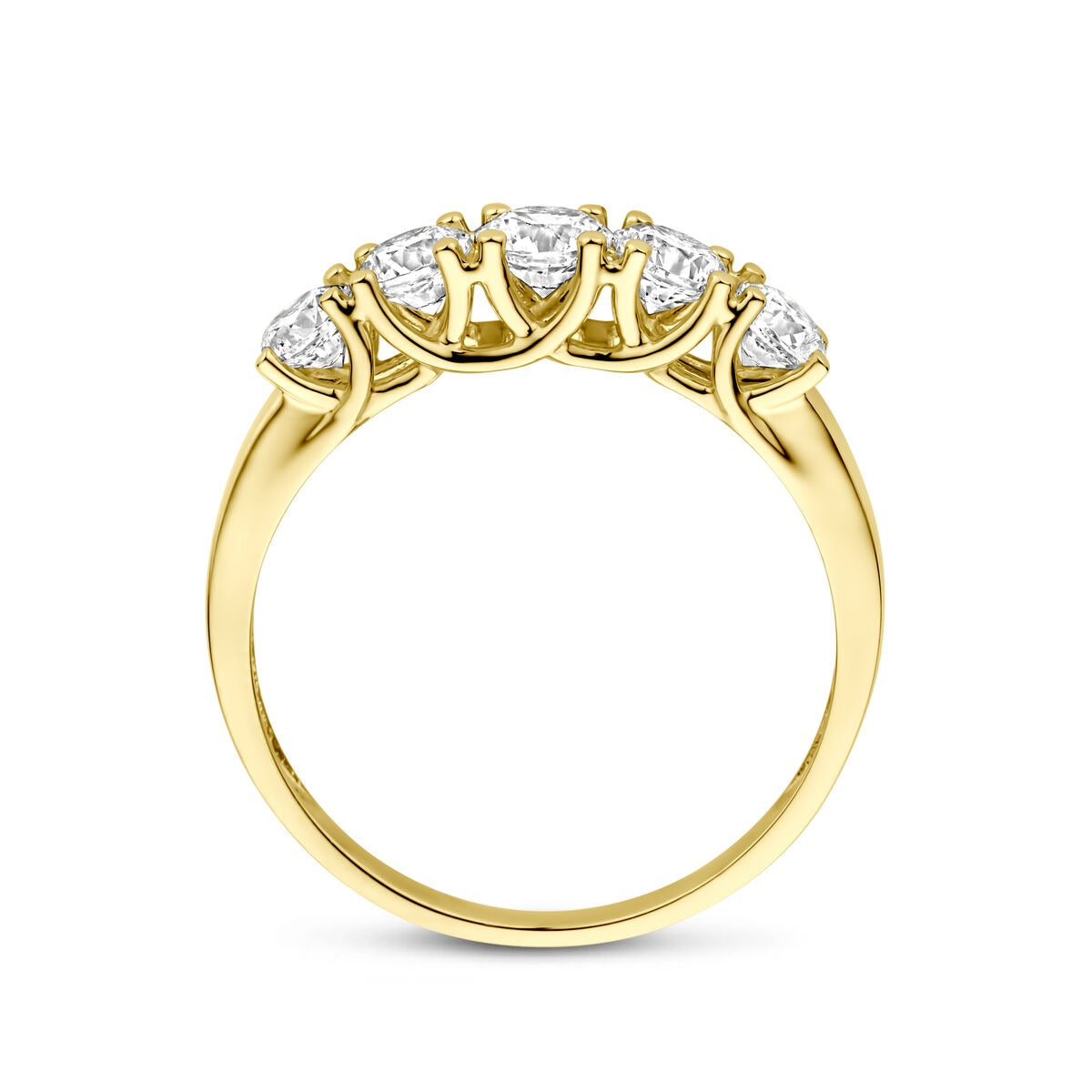 Anillo de mujer en oro amarillo con circonitas – 14k oro amarillo