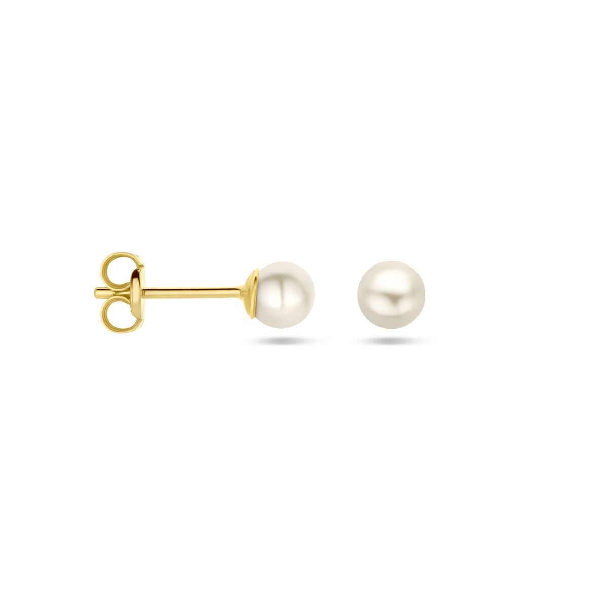 Pendientes de botón de oro con perla – 9k 4,5 mm