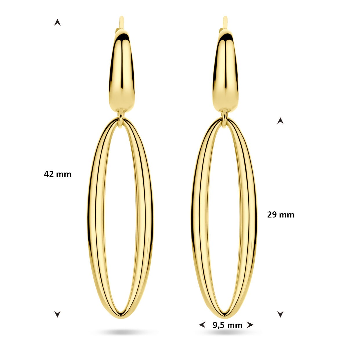 Pendientes de mujer – 14k oro amarillo 42 mm de largo
