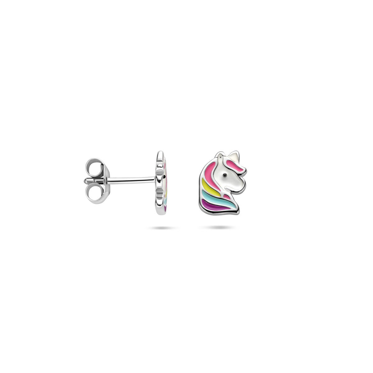 Pendientes infantiles de unicornio – rodiado en plata 925, 8x6 mm