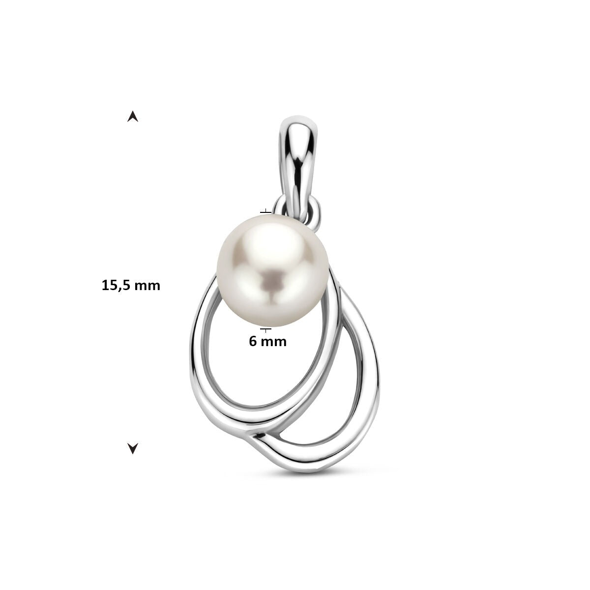 Colgante de plata con perla – plata 925 rodiada 15,5 mm
