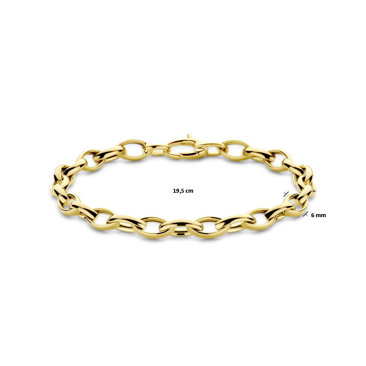 pulsera de eslabones de oro amarillo de 9k