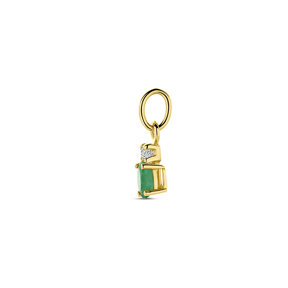 colgante de oro amarillo con esmeralda y circonita – 12 mm