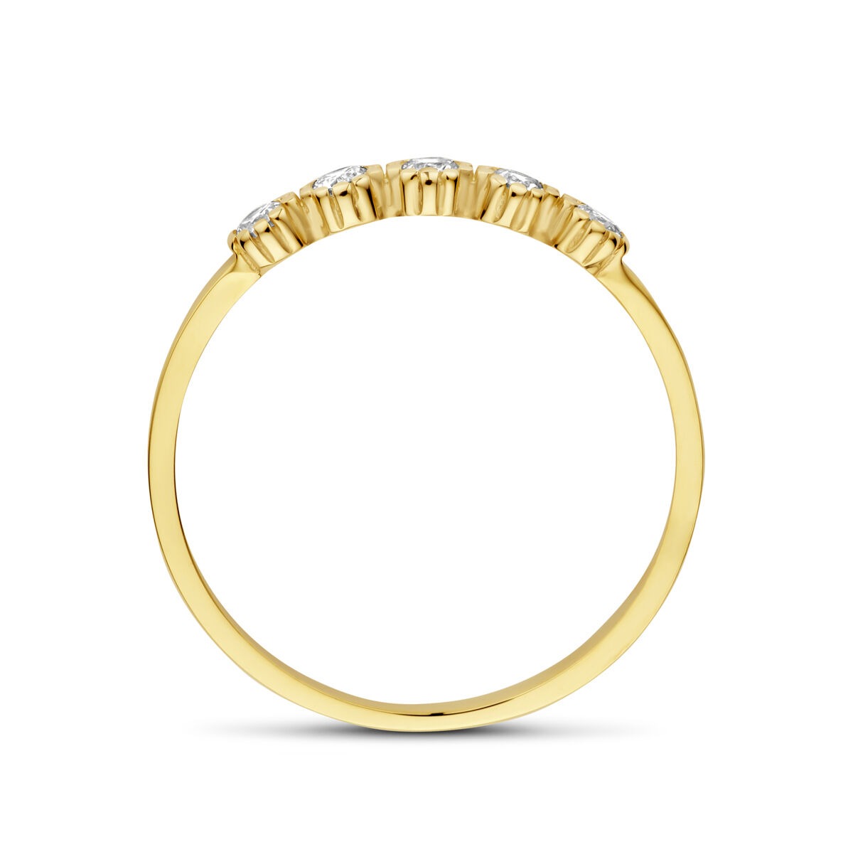 anillo de oro amarillo de 9k con circonitas