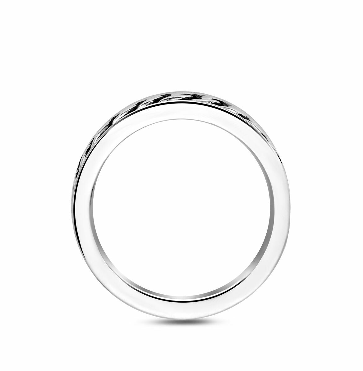 Anillo de hombre de plata oxidada – anillo robusto de plata 925 con acabado característico