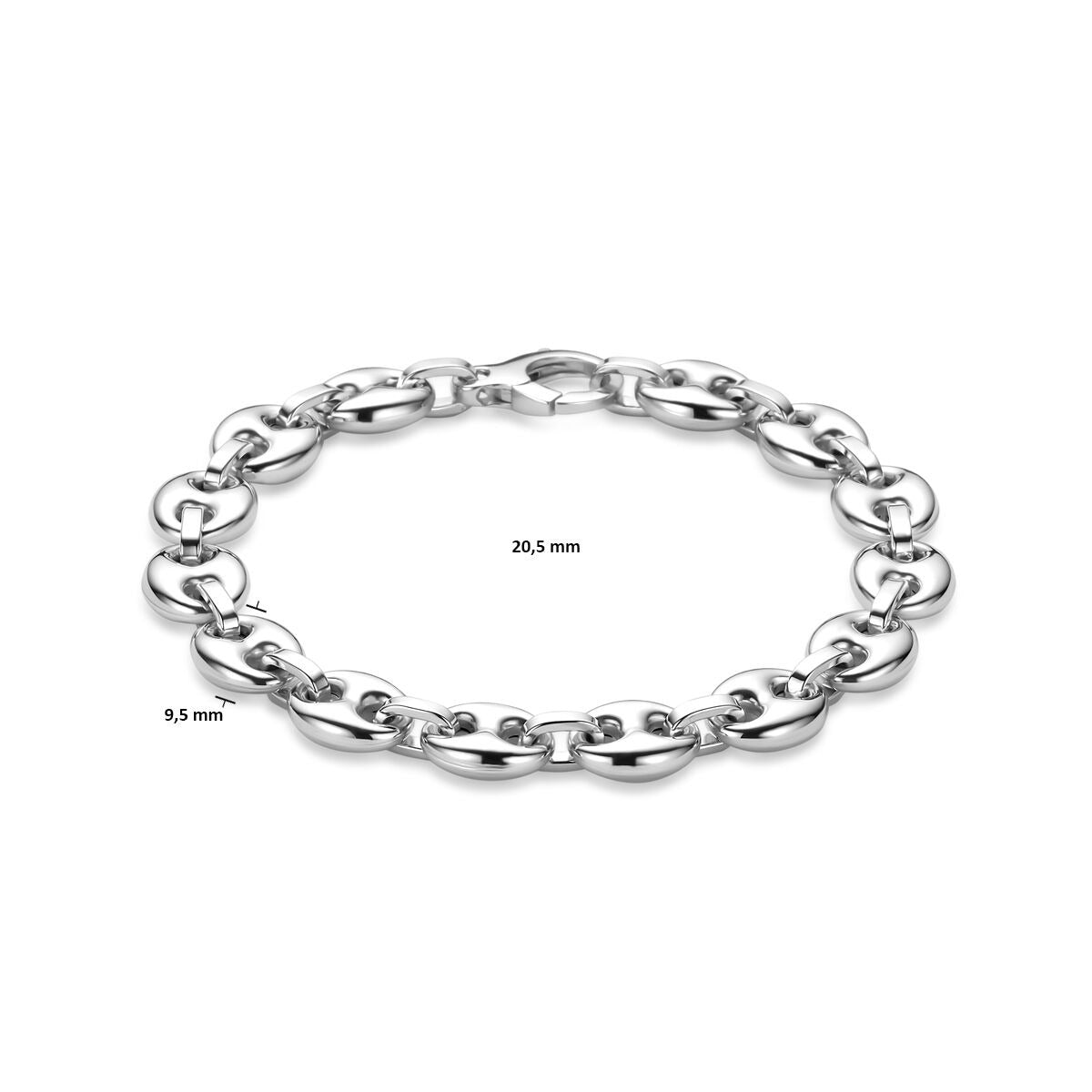 Pulsera de plata 925 rodiada con eslabones de grano de café
