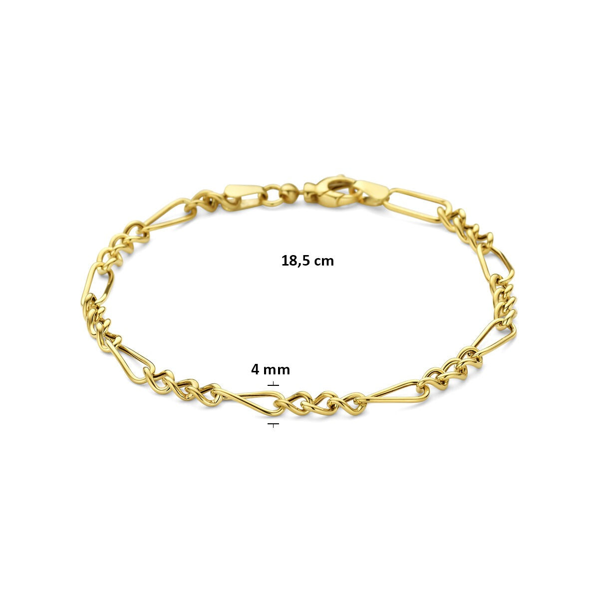 Pulsera de eslabones de ancla de oro amarillo de mujer 9k