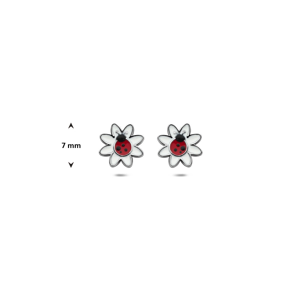 Pendientes infantiles de mariquita – rodiado 925 plata 7 mm