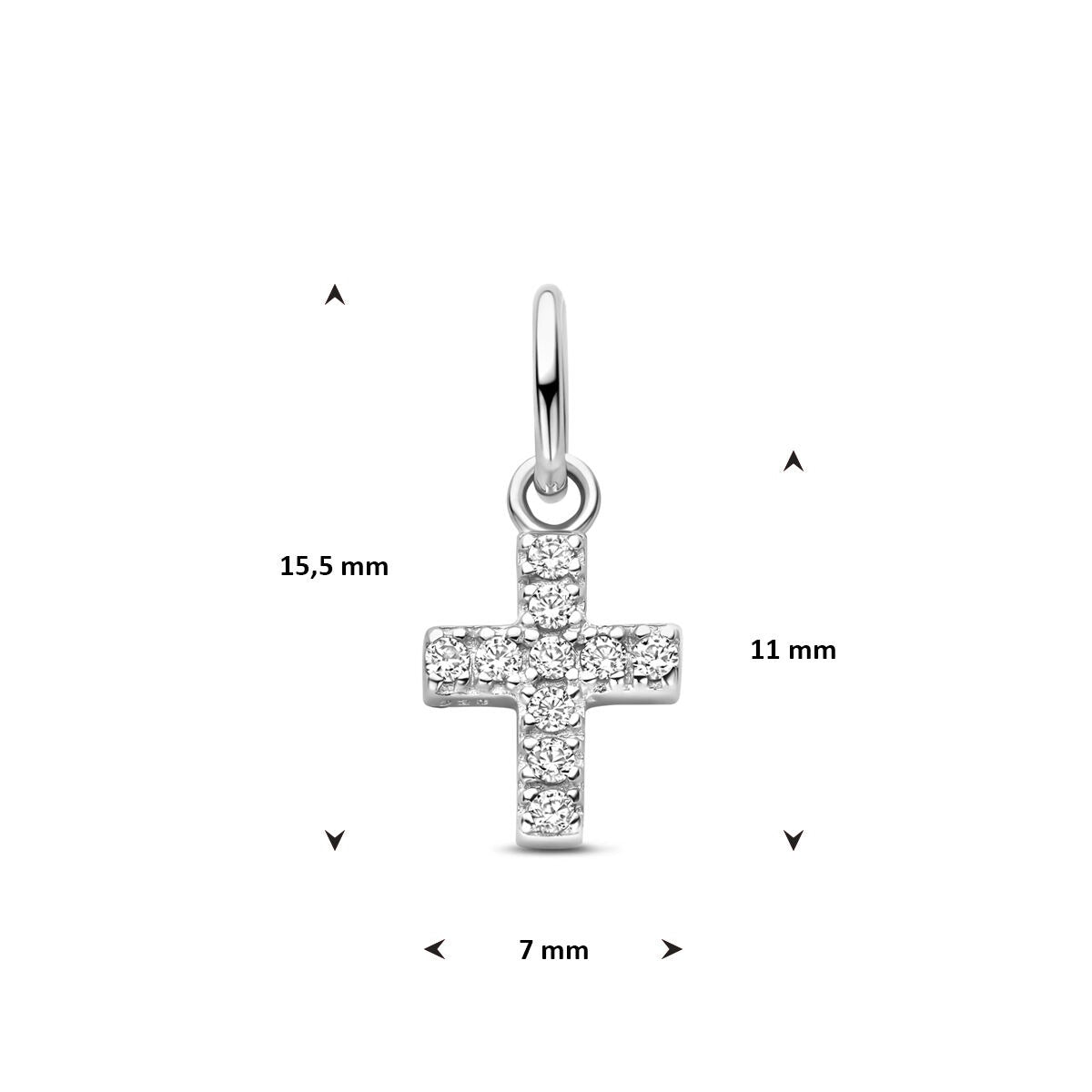 Colgante de plata en forma de cruz con circonitas 15,5 mm