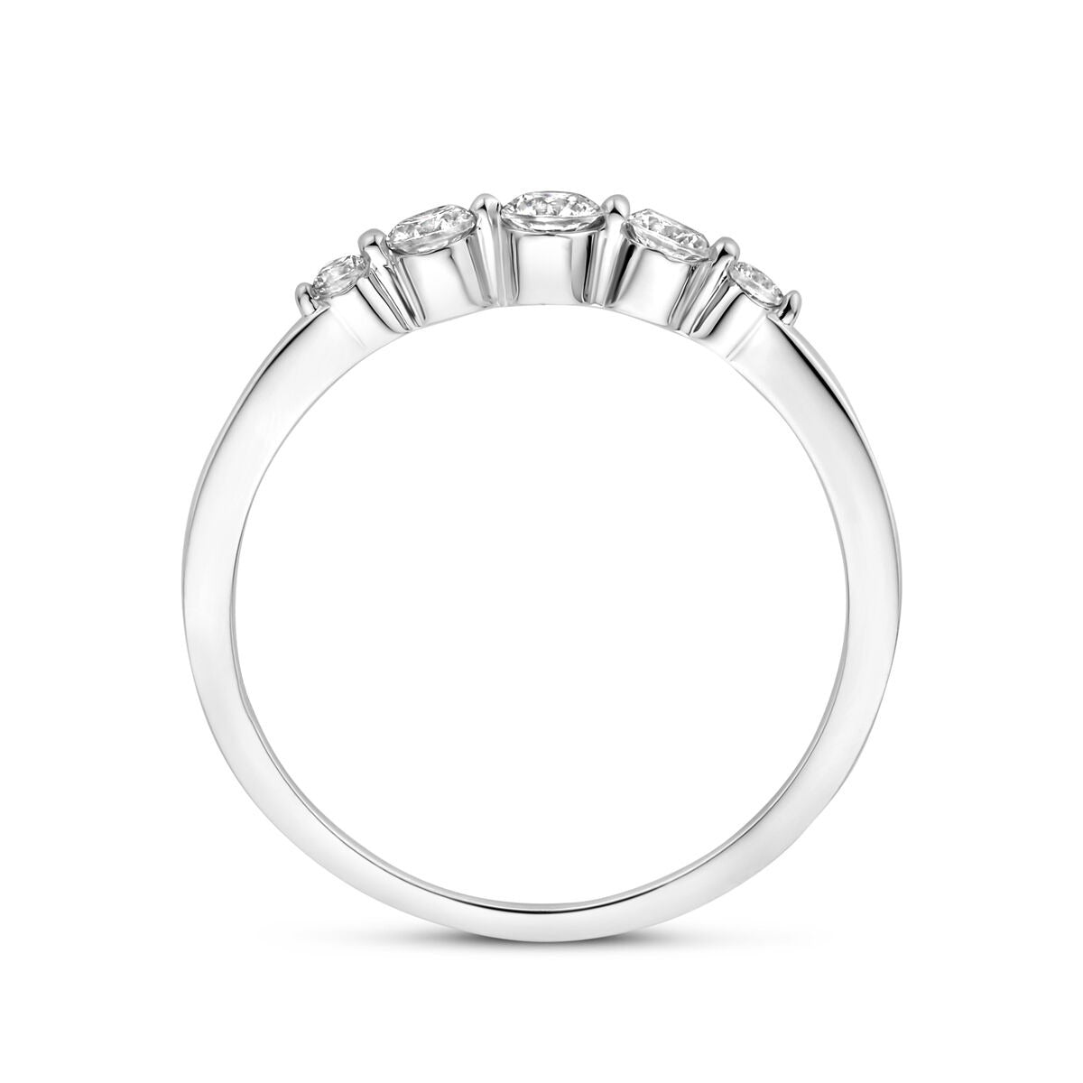 Anillo de plata con circonitas – plata 925 rodiada, 3 mm de ancho