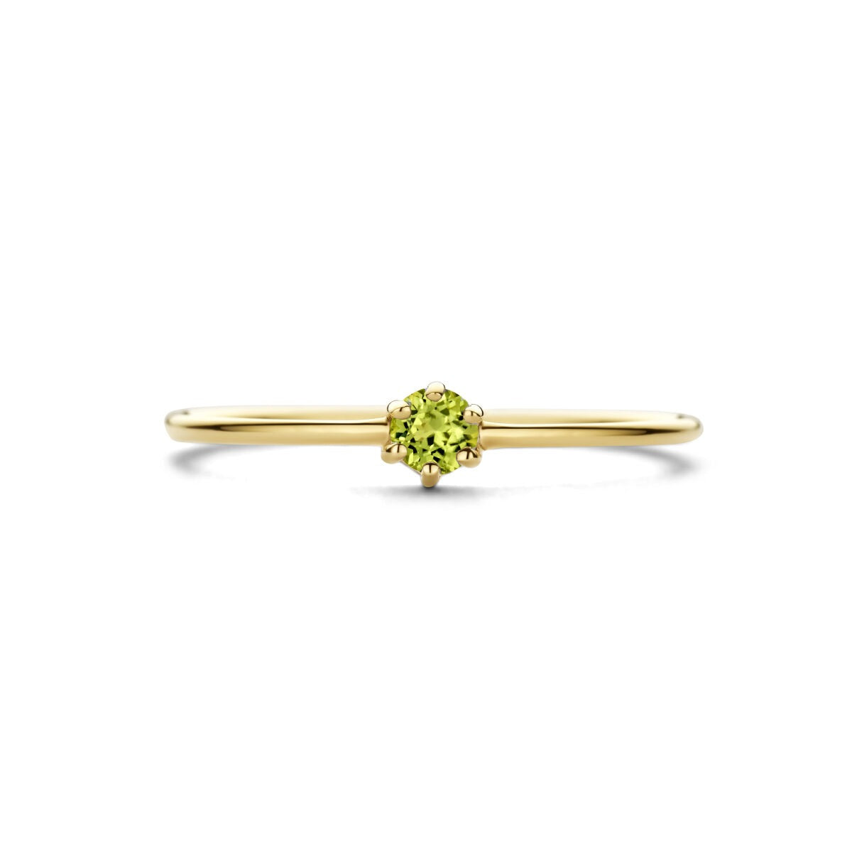 anillo de oro amarillo de 14k con peridoto – tallado en brillante