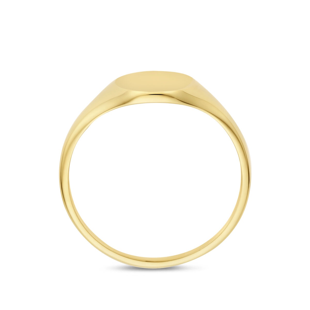 Anillo grabado 9k oro amarillo ovalado – Anillo de sello de mujer sin piedra