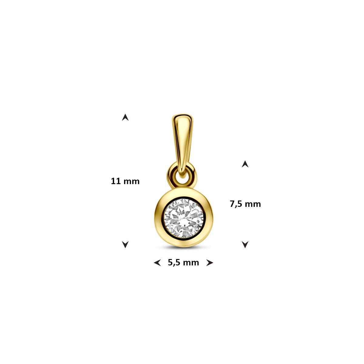 colgante de oro amarillo con circonitas – 11 mm