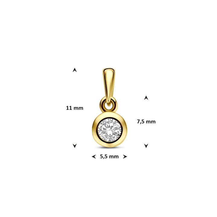 14k geelgouden hanger met zirkonia – 11 mm