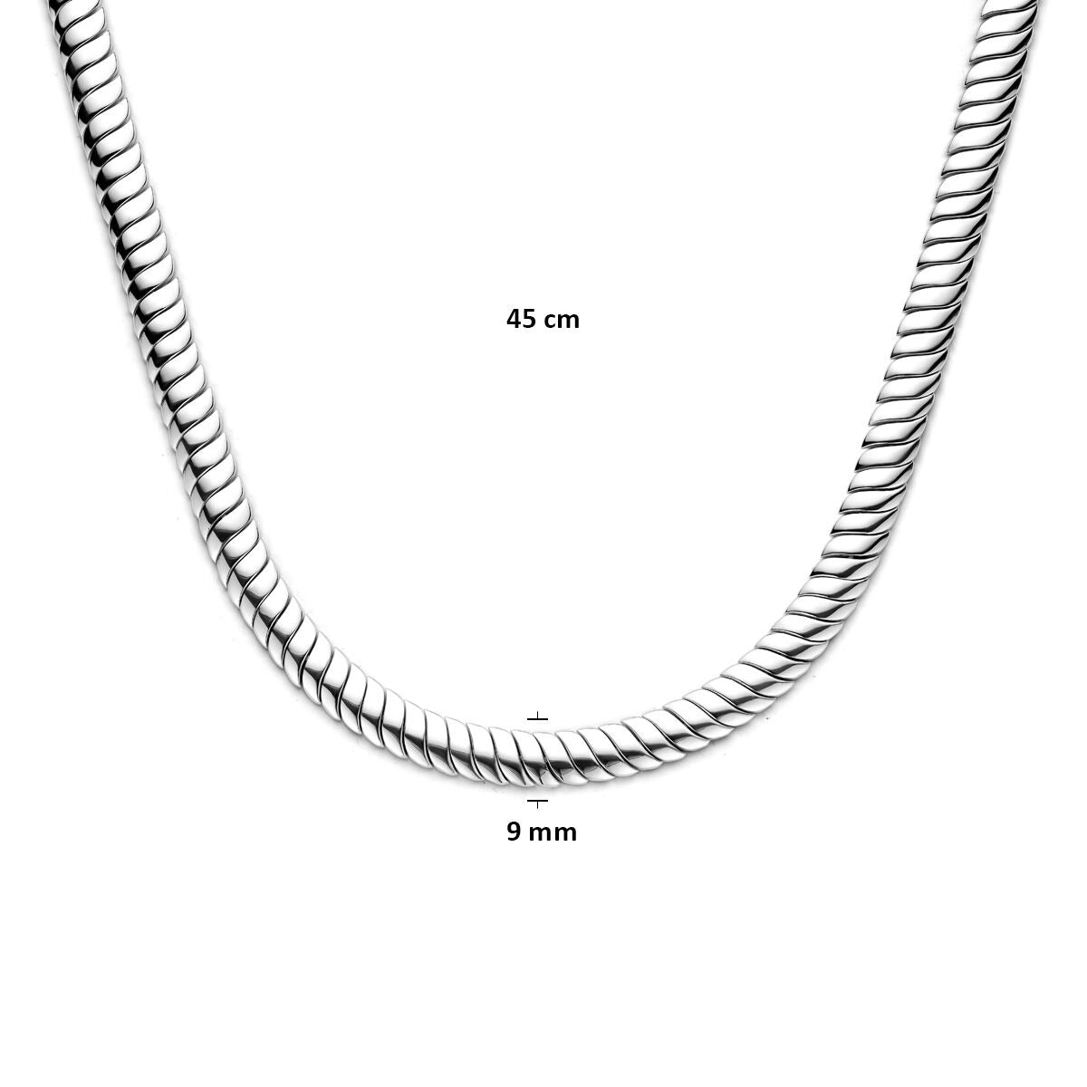 Collar de mujer de plata – Omega eslabón plateado 9 mm 45 cm