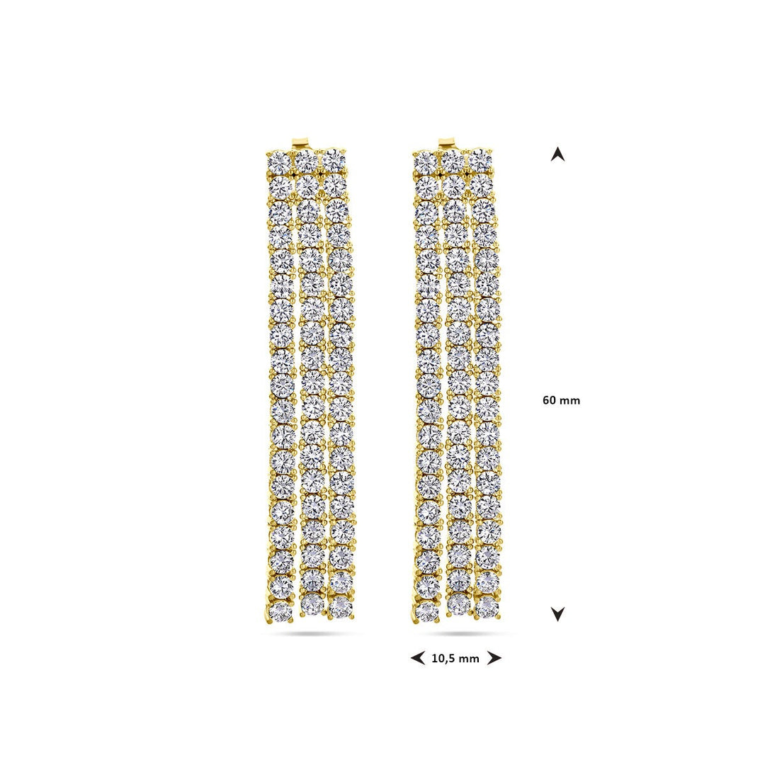 Verguld zilveren oorhangers dames met zirkonia – goudkleurig 60 mm