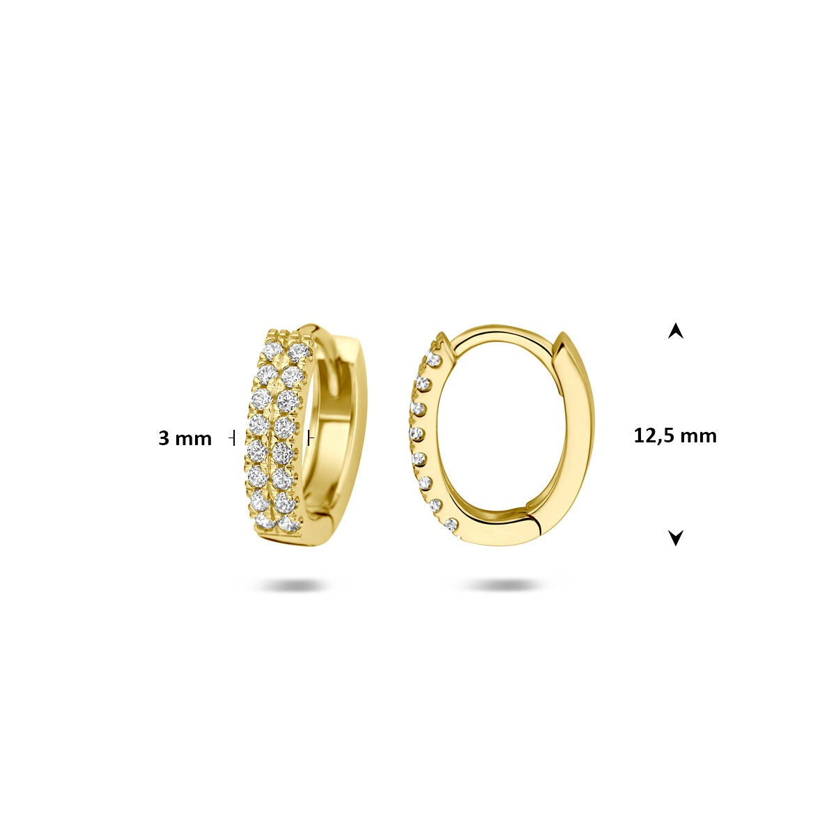 Aros de oro amarillo de 14k con circonitas