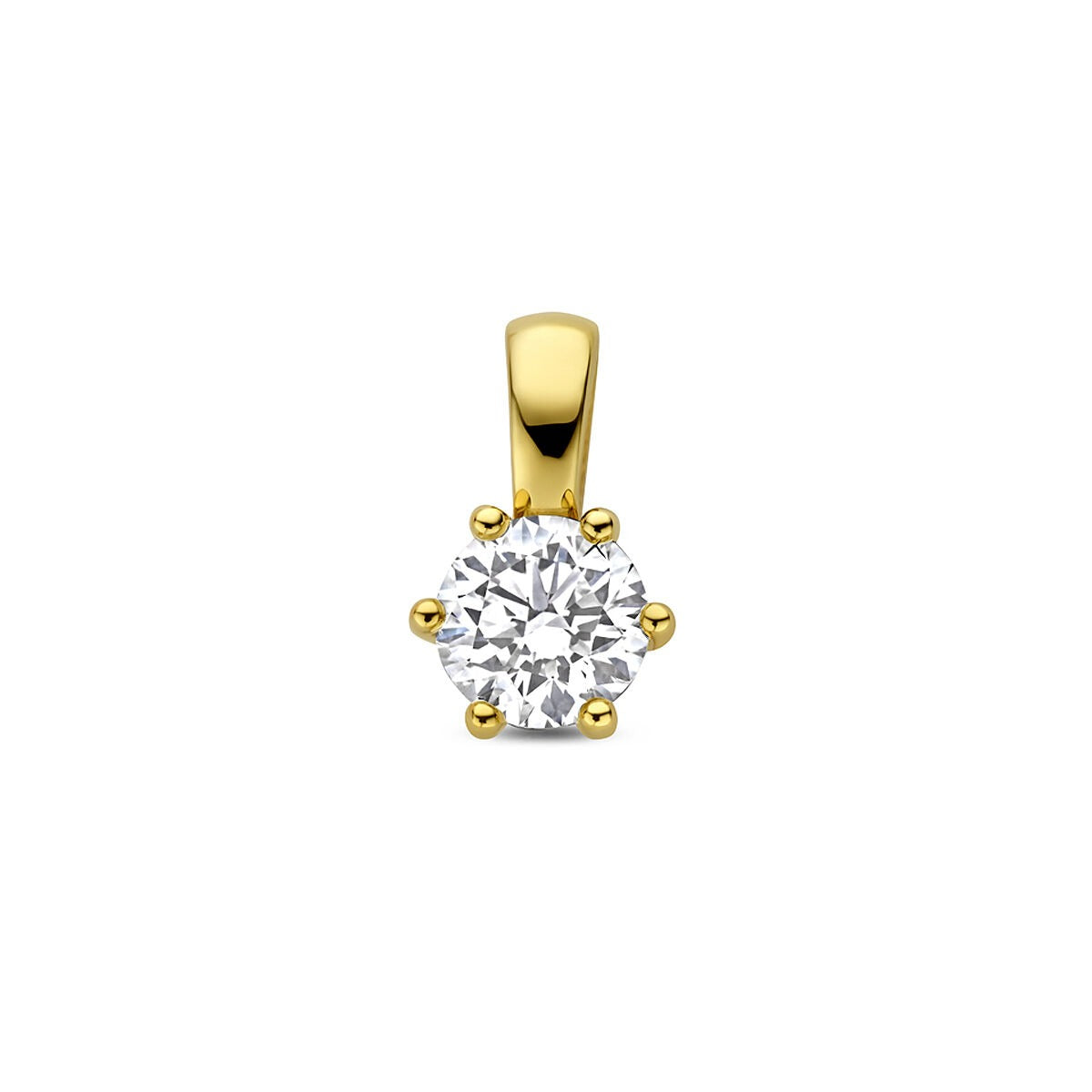 Colgante de oro amarillo de 14k con diamante cultivado en laboratorio, forma redonda.
