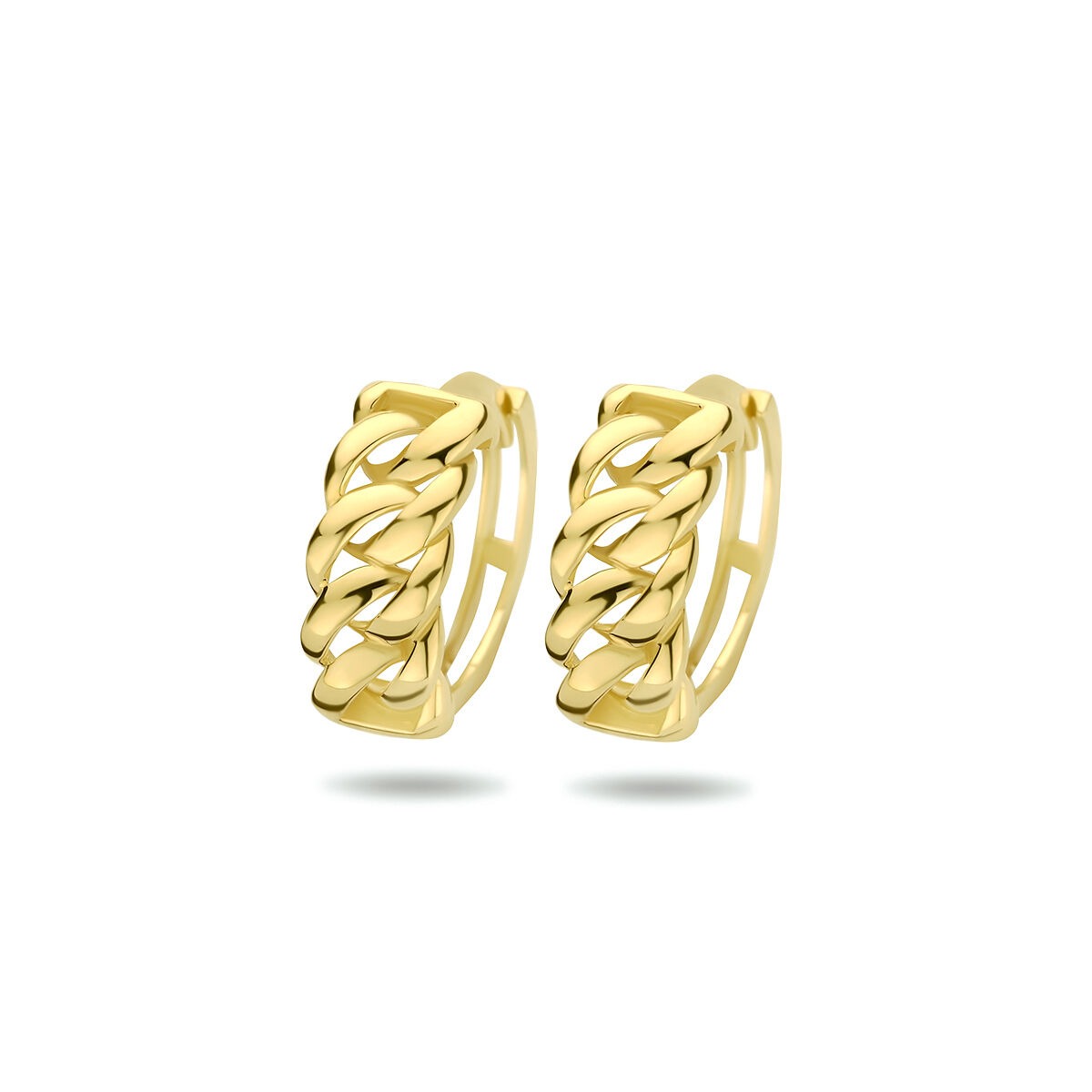 Pendientes de aro de 9 quilates en oro amarillo, con diseño trenzado y diámetro de 13 mm.