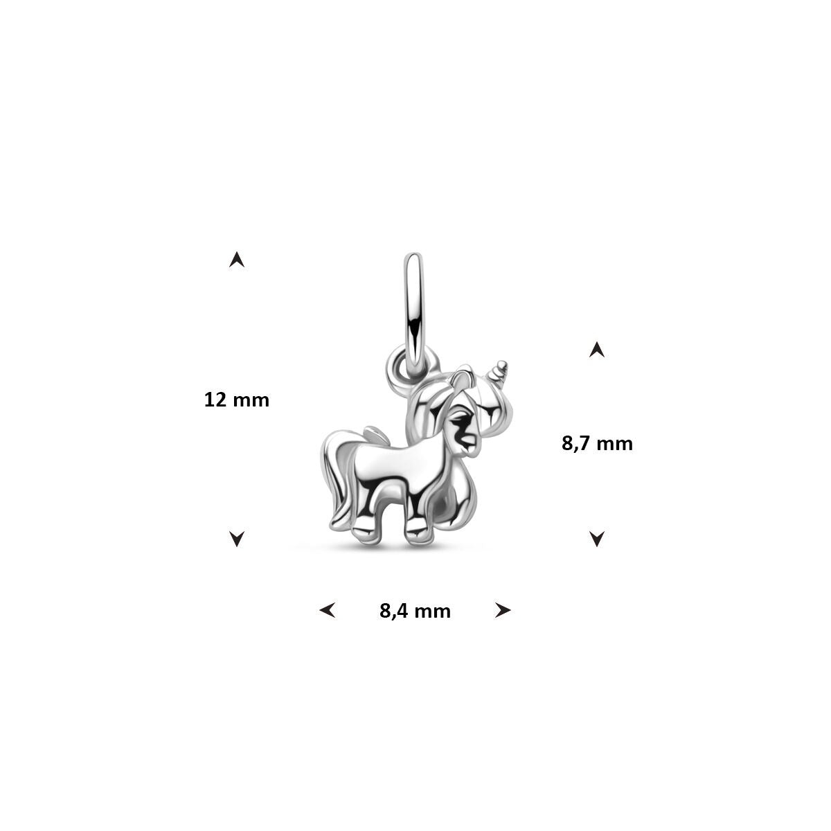 Colgante infantil unicornio – rodiado plata 925 12 mm
