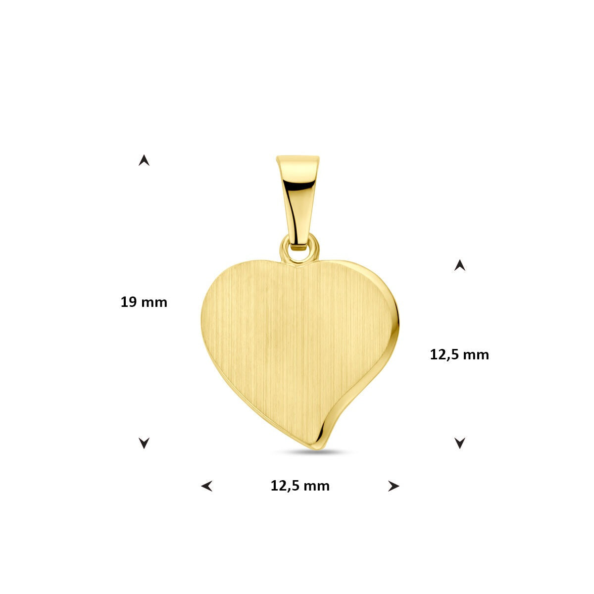colgante de oro amarillo en forma de corazón