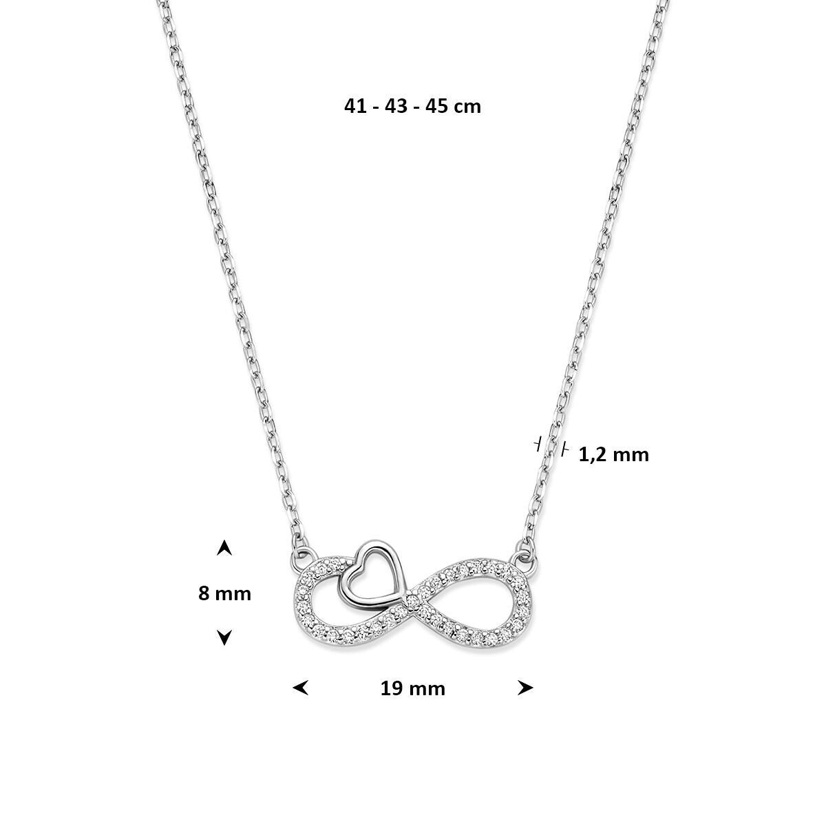 Collar de plata rodiado Infinity Corazón con circonitas