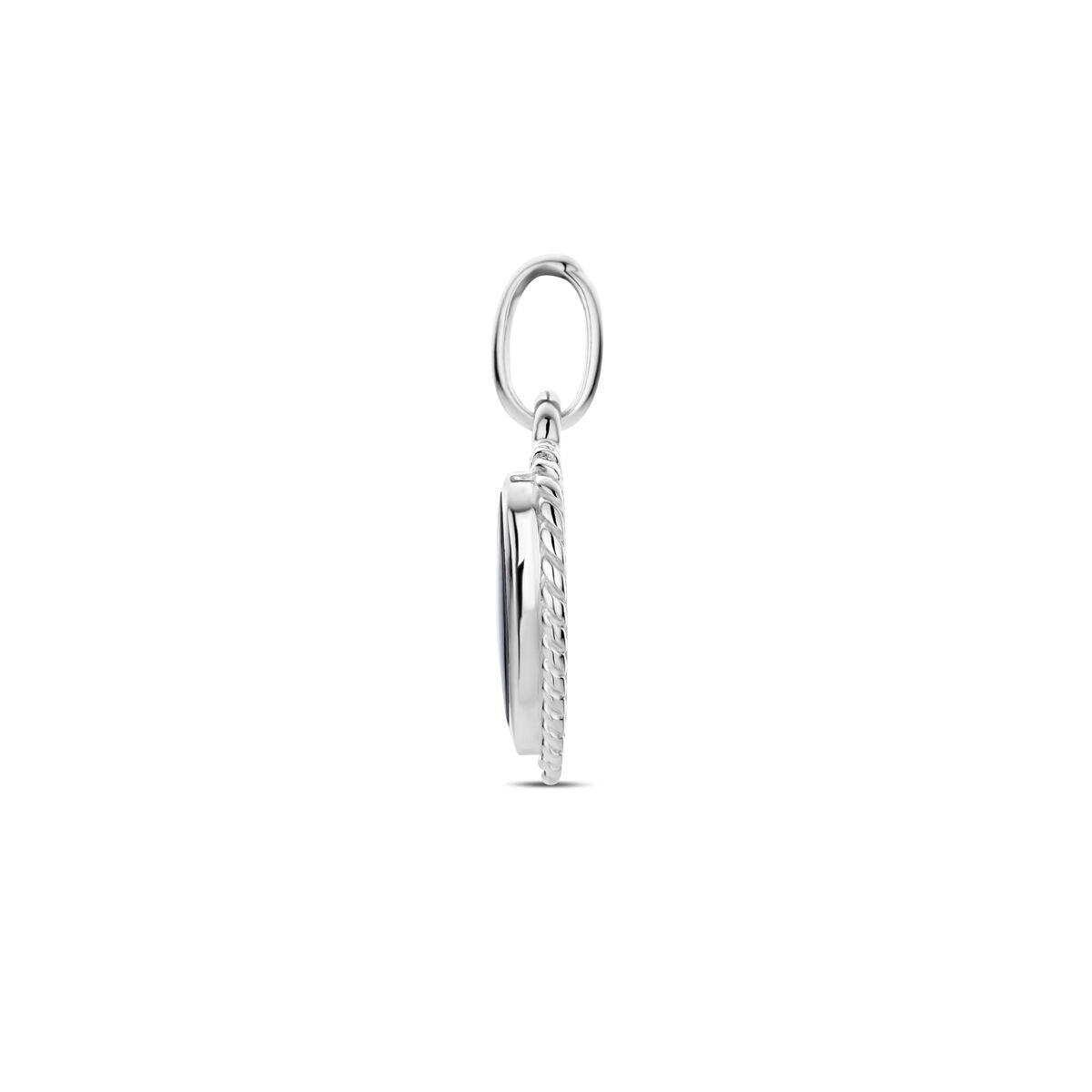 Colgante de plata rodiada con ónix - forma de corazón 20.5mm